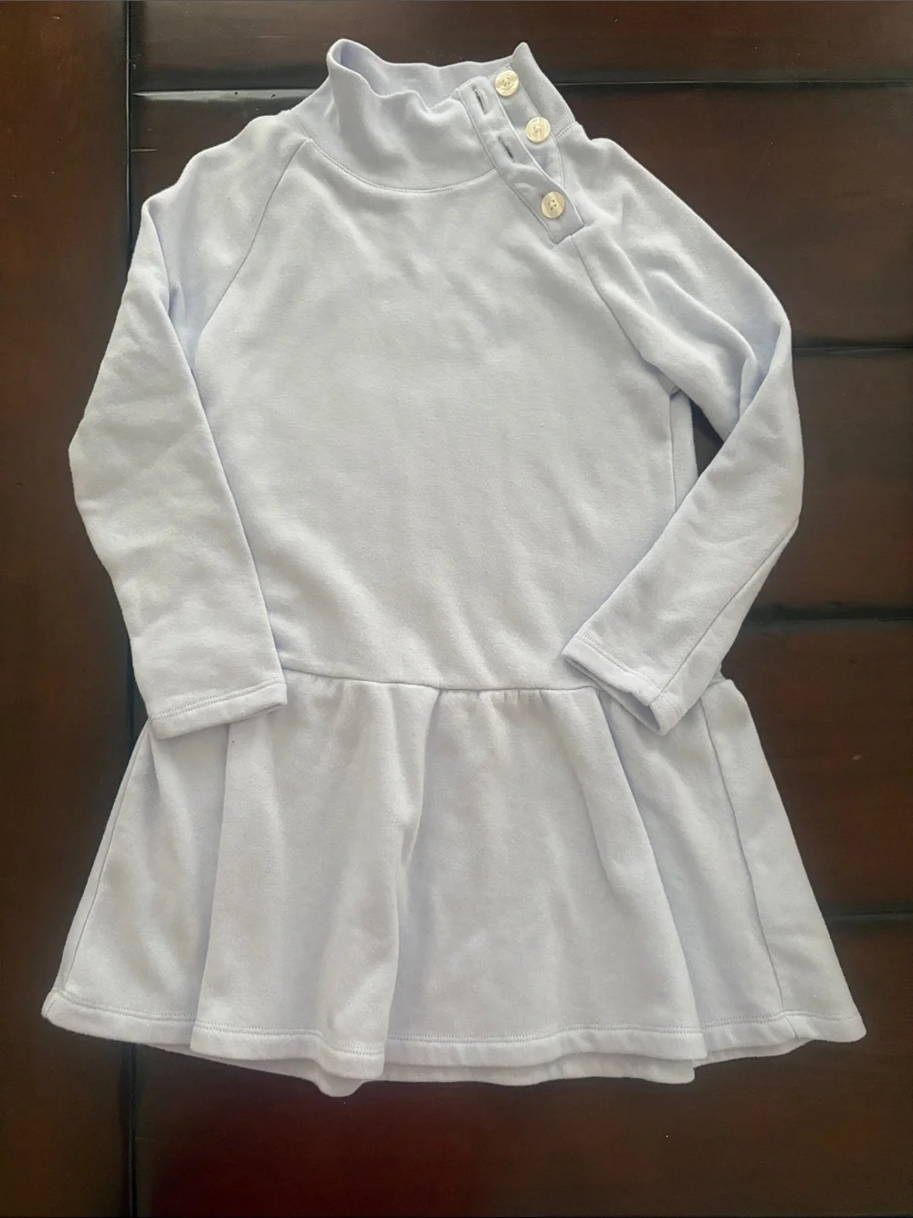 J Crew Crewcut Girls' Light Blue Long Sleeve Button-Shoulder Dress